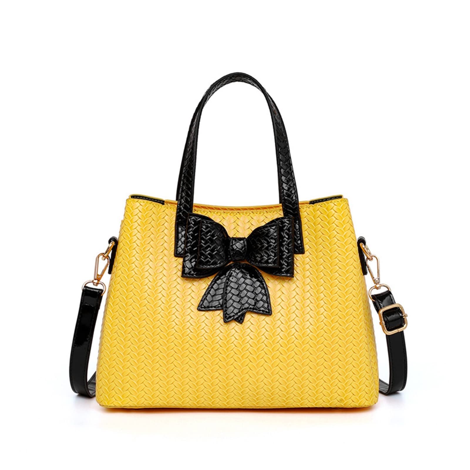 Stylish Women's Bow-Knot PU Leather Handbag - Large Capacity Crossbody Shoulder Bag (28x13x20cm, Yellow) | Perfect for Work, Travel & Everyday Use