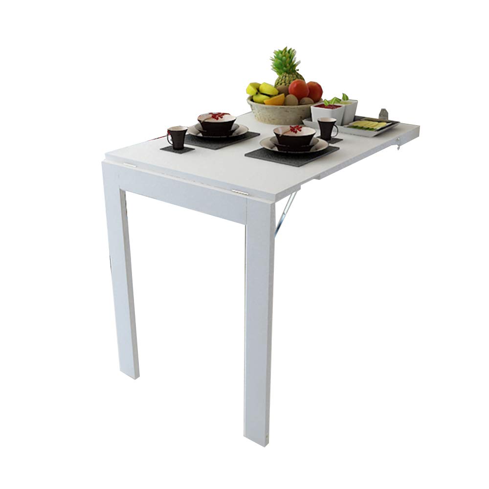Zhirong White Folding Wall-Mounted Drop-Leaf Table - Multifunctional Space-Saving Computer Desk & Dining Table (90x60cm) - Perfect for Small Apartments, Home Offices & Kitchen Breakfast Nooks