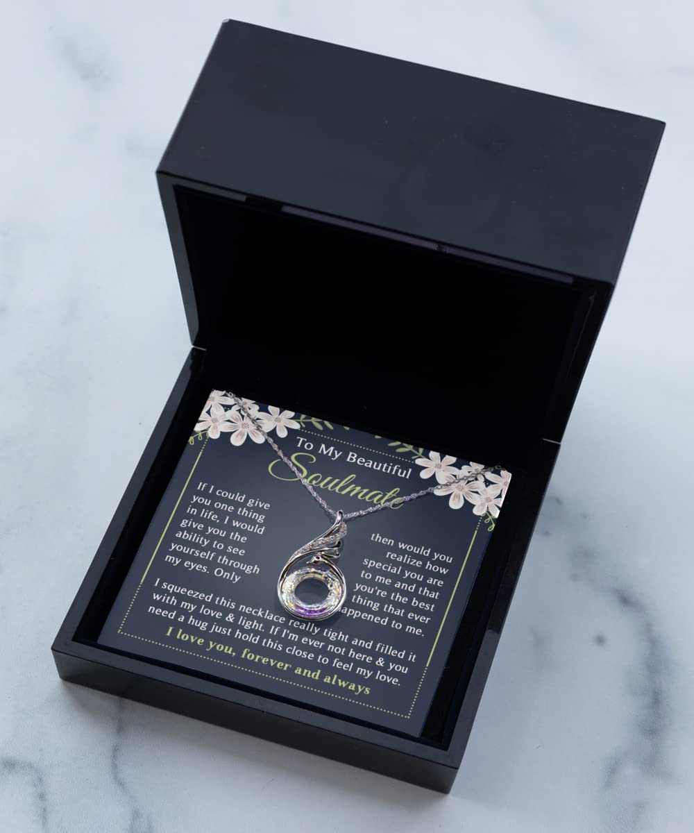 Soulmate Necklace for Wife - Anniversary & Birthday Gift with Card & Box - Romantic Jewelry for Her