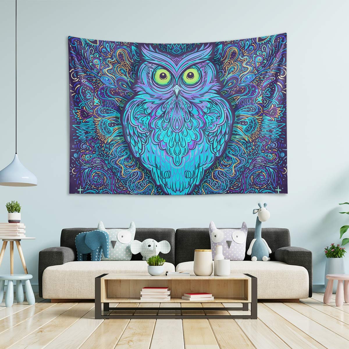 Owl Ornate Large Wall Tapestry 60x50 Inch - Bohemian Room Decor for Bedroom, Living Room, Dorm | MCHIVER Tapestry Wall Hanging for Home Decoration, Perfect for Meditation Spaces & Photo Backdrops
