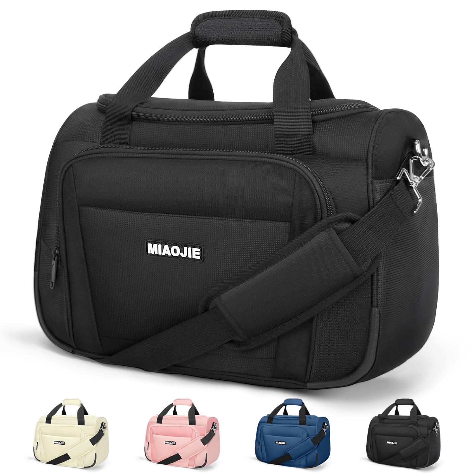 Lightweight Underseat Carry On Luggage - 16Inch Travel Tote & Weekender Duffle Bag for Overnight Trips - Perfect Personal Item for Airplane Travel (Black) - Ideal for Business Trips, Weekend Getaways & Commuting