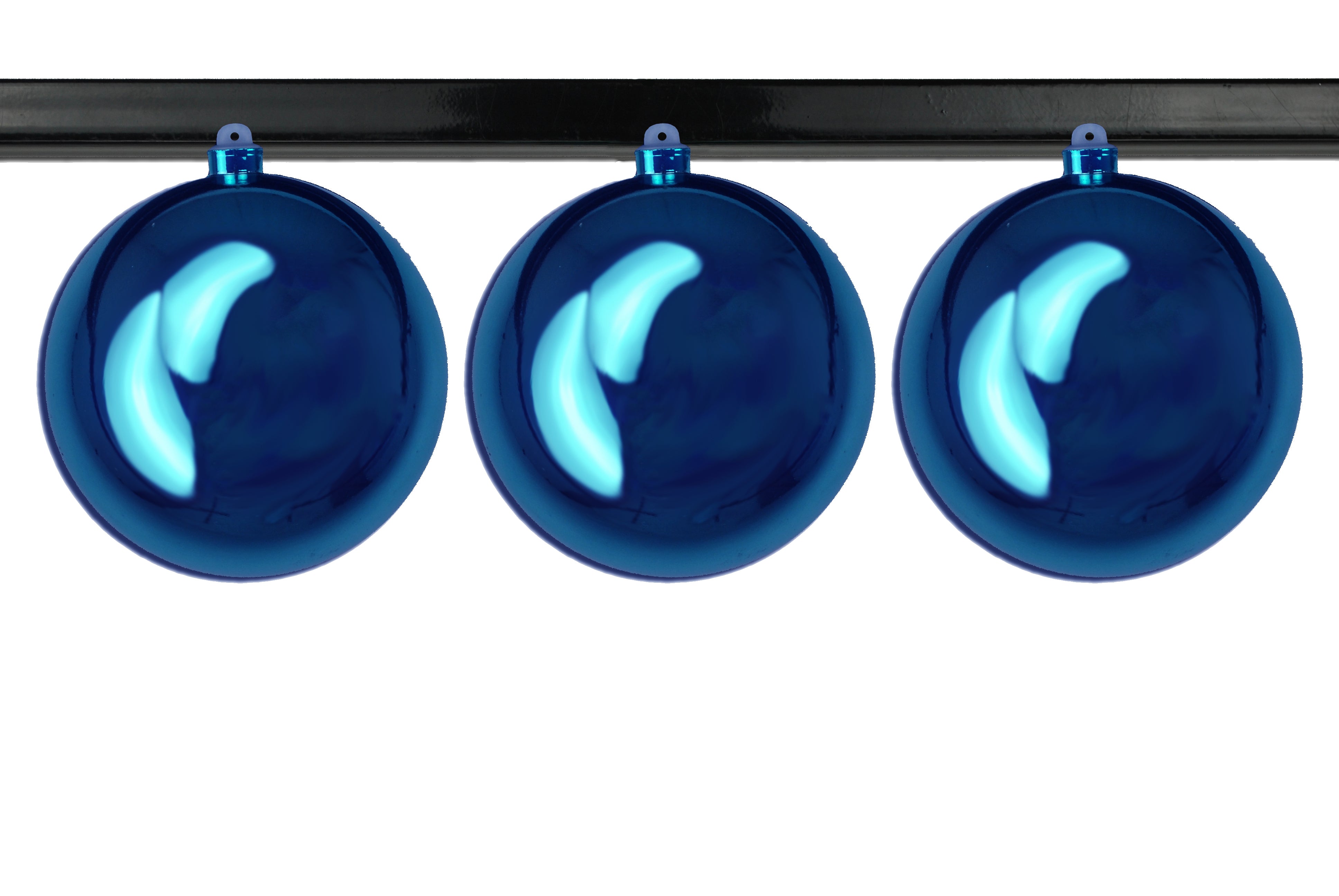 3 Pack 150mm (6 Inch) Shiny Blue Christmas Ball Ornaments - UV Coated with Hanging Wire - Perfect for Holiday Tree Decorations, Party Centerpieces & Home Decoration
