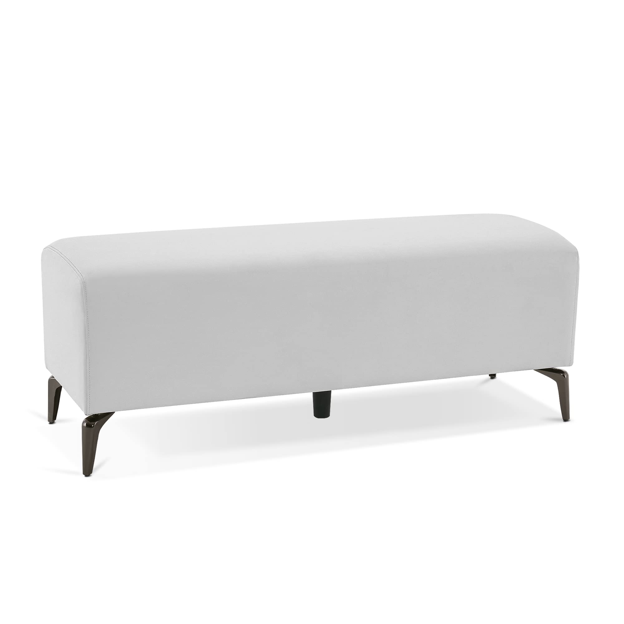 BarberPub Salon Waiting Room Chairs - Faux Leather Reception Bench for Barber Shops, Office Lobby & Retail Stores - Comfortable Guest Seating with Ottoman - W704 Model in Cream White - Perfect for Entryways, Hair Salons & Commercial Spaces