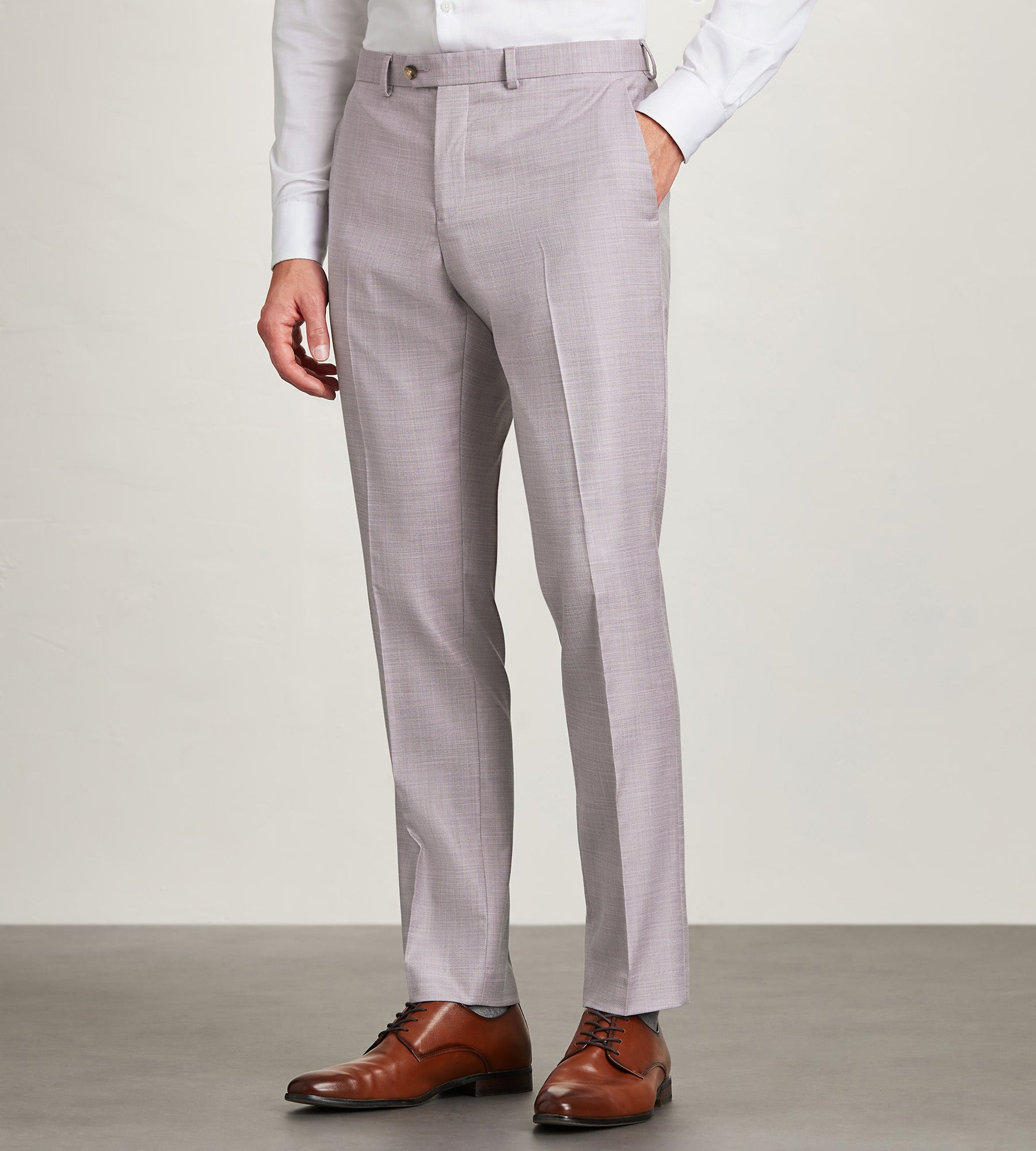 Modern Fit Pale Purple Solid Suit Pants for Men - Slim Tailored Dress Trousers for Business, Office & Formal Occasions