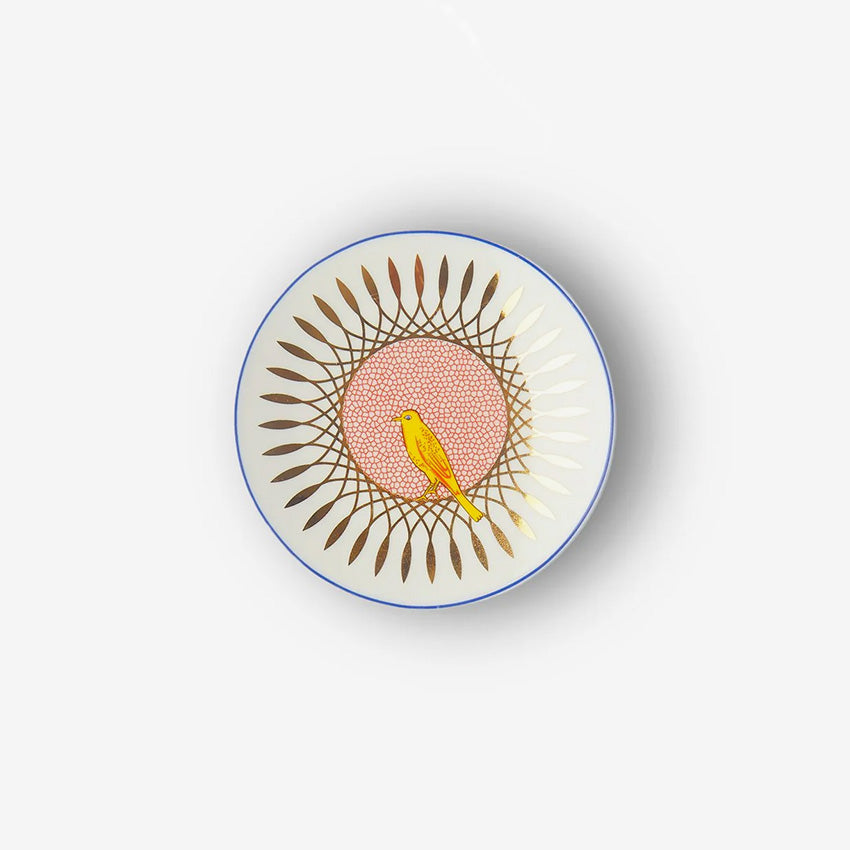 Bitossi Home Bel Paese Little Plate with Uccellino Design - Handmade Italian Ceramic Appetizer Plate for Cheese, Desserts & Entertaining
