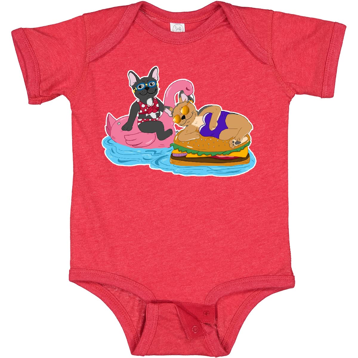 Inktastic Cute French Bulldogs Baby Bodysuit - Adorable Pool Floatie Outfit for Infants & Toddlers - Perfect for Summer Beach, Pool Parties & Photo Shoots