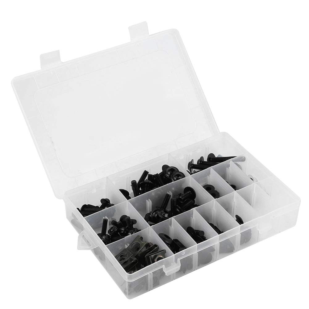 Universal Motorcycle Fairing Bolts Kit - Black for Yamaha, Honda, Suzuki - Secure Body Panels & Accessories