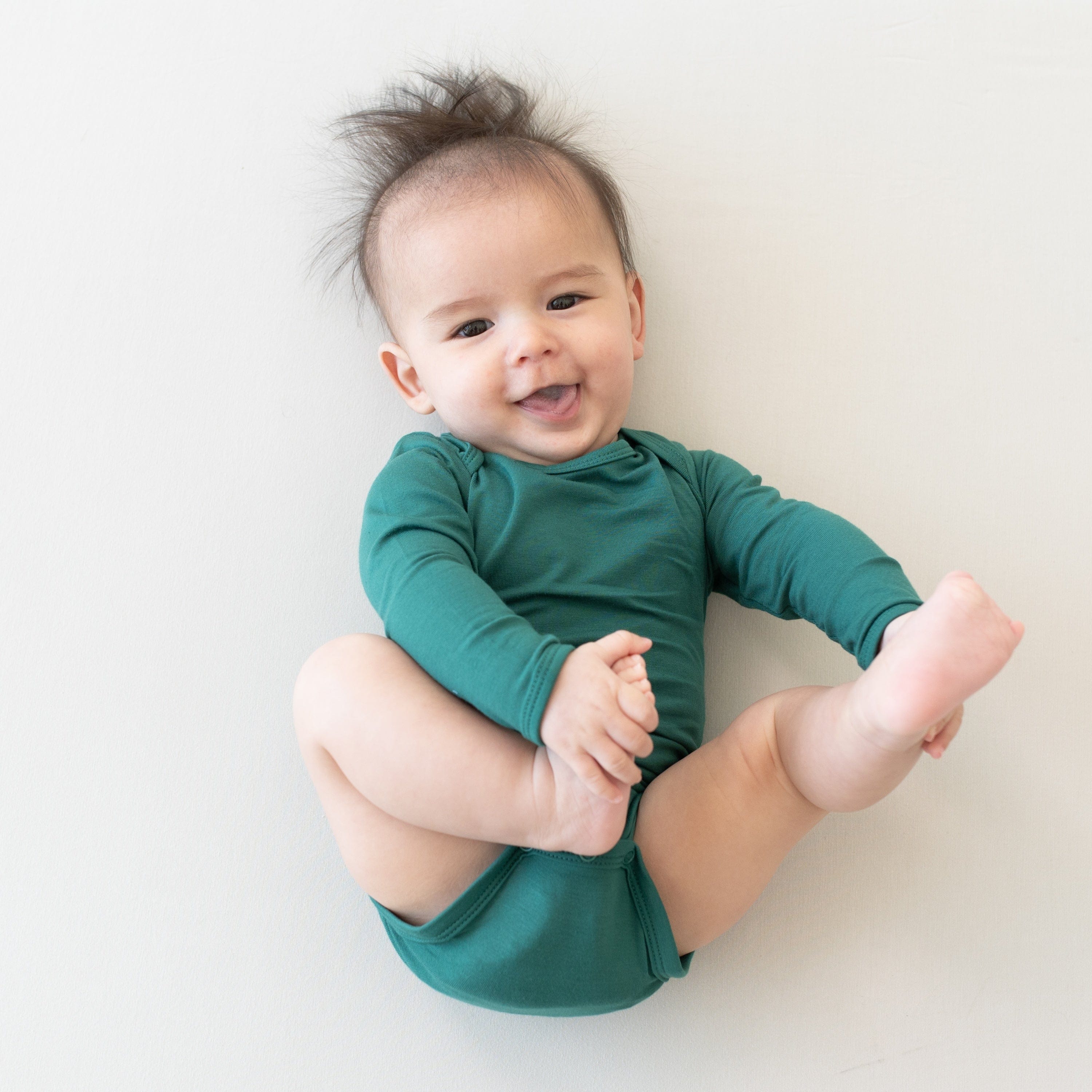Women's Long Sleeve Bodysuit in Emerald Green - Stretchy Comfort for Layering, Workout & Everyday Wear