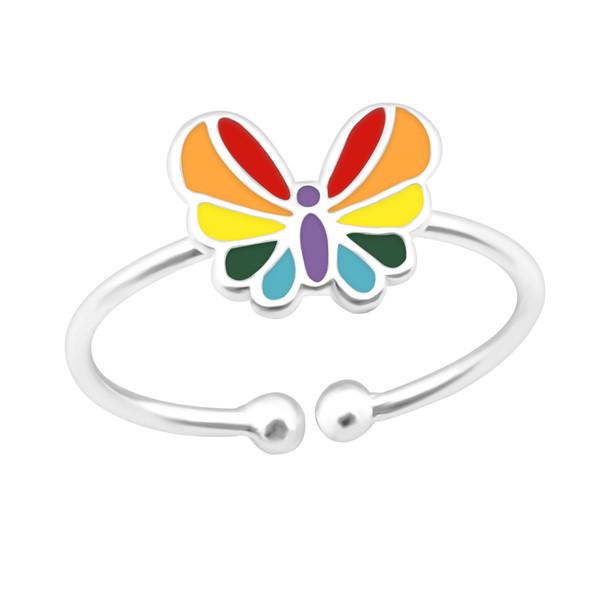 Kids Adjustable Silver Butterfly Ring - Elegant Jewelry for Girls, Birthday Gifts, Party Favors & Everyday Wear