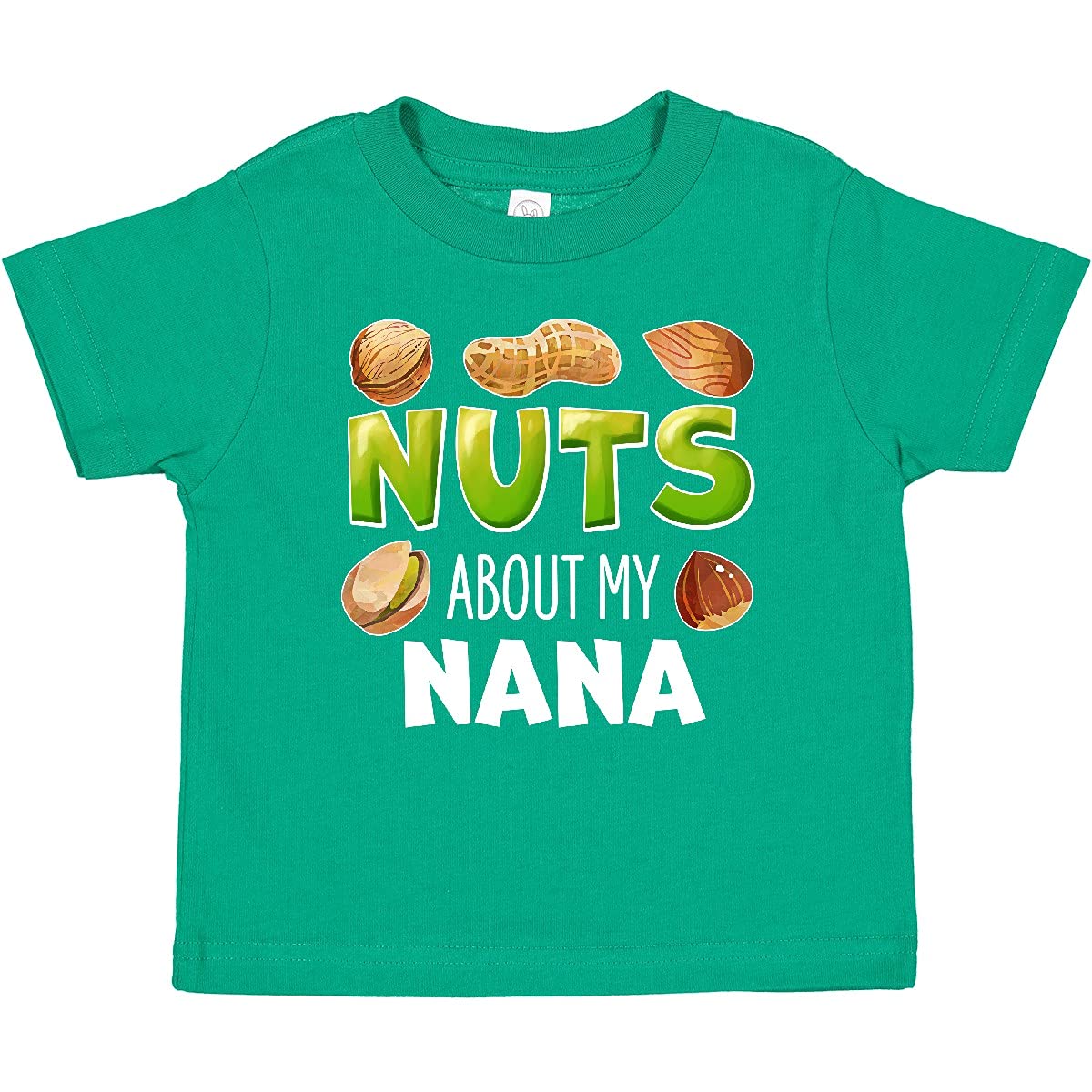 Inktastic Nuts About My Nana Peanut Almond Pistachio Baby T-Shirt - Cute Graphic Tee for Grandparents Day, Family Reunions & Toddler Outfits