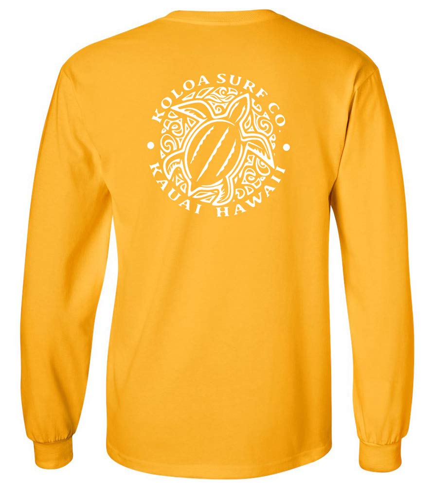 Koloa Surf Hawaiian Turtle Logo Long Sleeve T-Shirt for Men - Regular, Big & Tall Sizes - Comfortable Beachwear for Surfing, Vacation & Casual Outfits