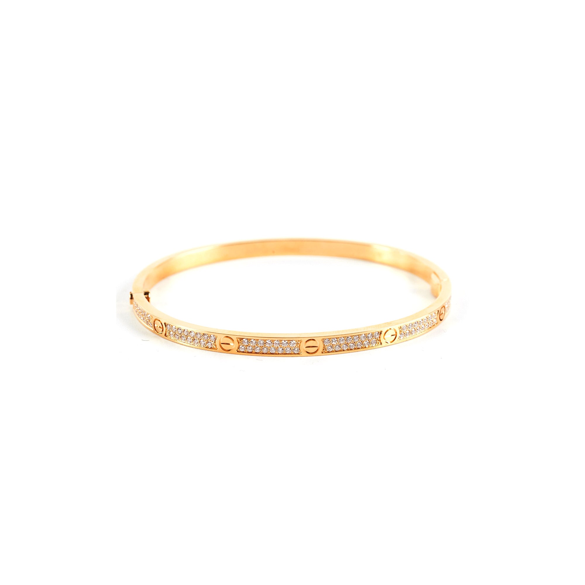 Cartier Love Bangle Pave Diamonds Yellow Gold Bracelet (Size 17) - Luxury Jewelry for Women, Perfect for Anniversaries & Special Occasions