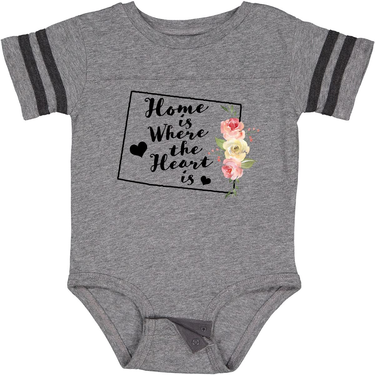 Inktastic Wyoming Home is Where The Heart is Watercolor Baby Bodysuit - Soft Cotton Infant Onesie for Newborns, Boys & Girls - Perfect for Family Photos, Holidays & Everyday Wear