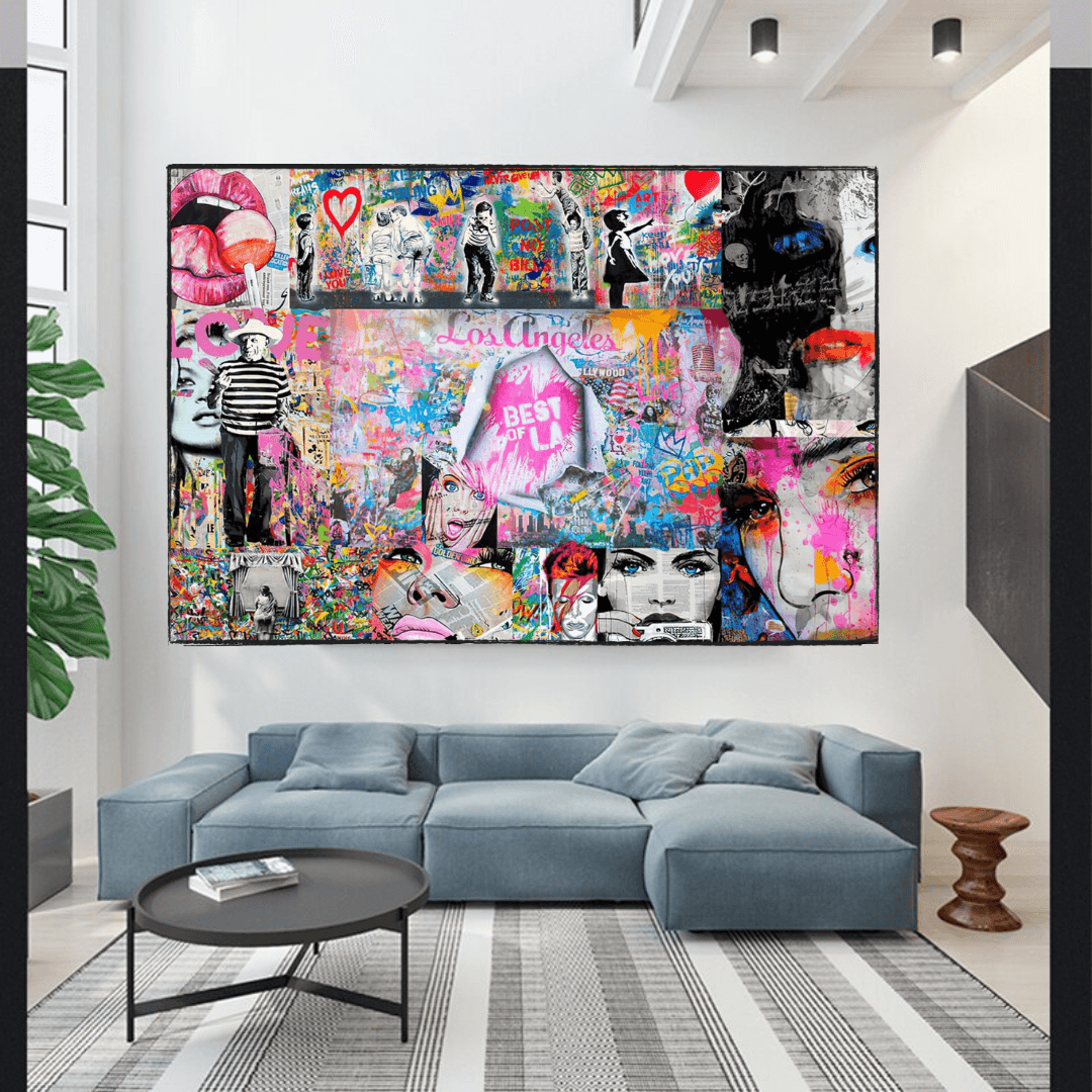 Banksy Los Angeles Hollywood Canvas Wall Art - Urban Street Art Decor for Living Room, Bedroom & Office - Unique Gift for Art Lovers