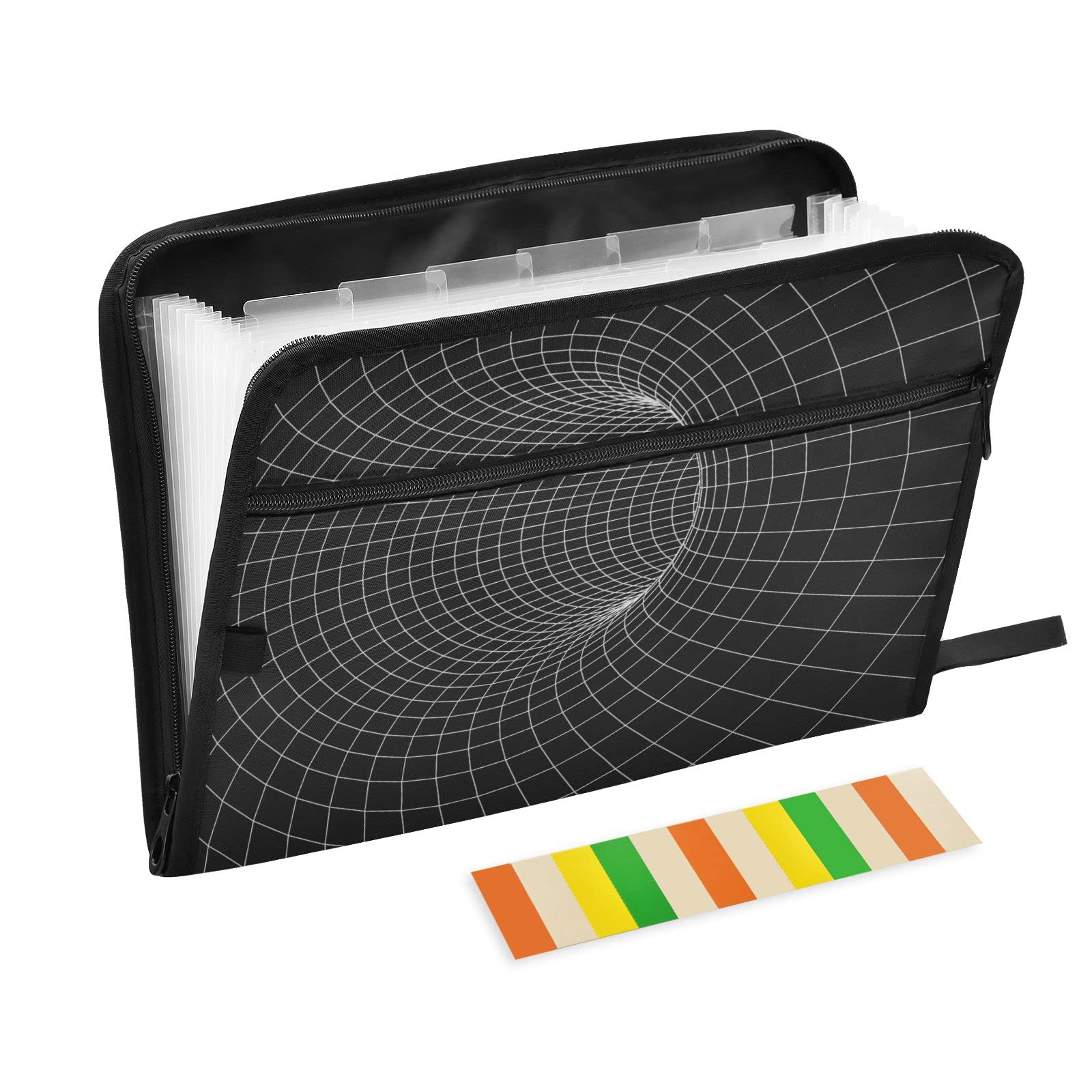 13-Pocket Expanding File Organizer with Labels - Portable Document Folder for Office, Home & School - Letter, Receipt & Bill Storage - 3D Illusion Design | Perfect for Organizing Papers, Taxes, Contracts & Important Documents