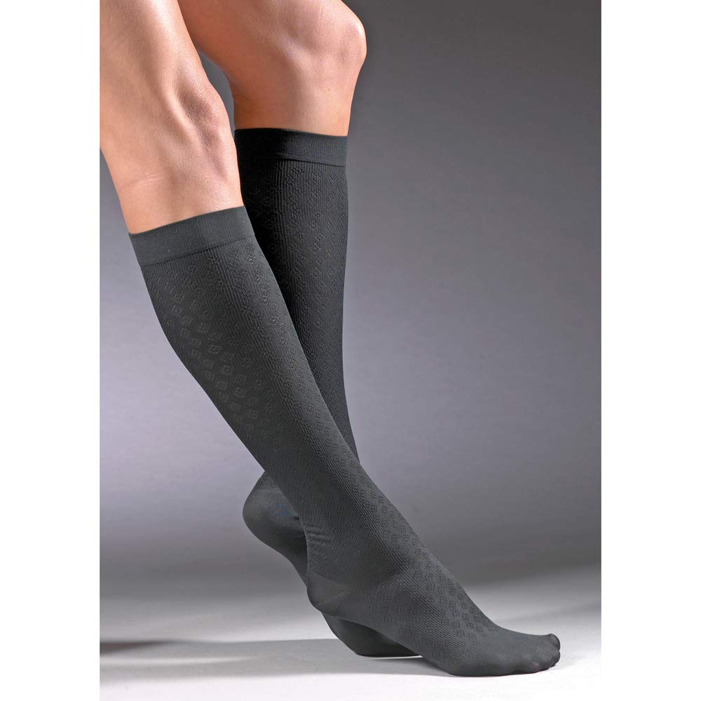 Activa H2742 Sheer Therapy Women's Diamond Pattern Compression Socks 15-20 mmHg - Medium Navy - Medical Support for Nurses, Travel & Everyday Comfort