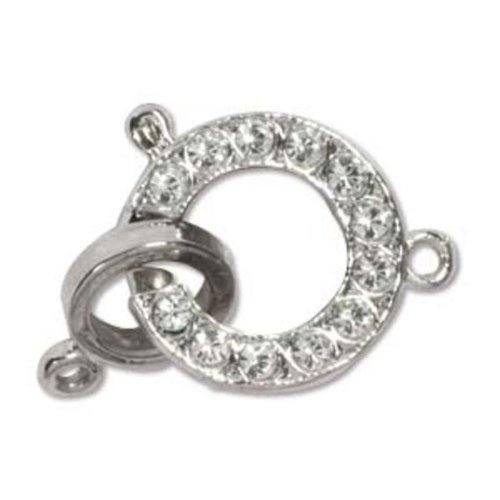 Elegant Rhodium Plated Spring Ring Clasp with Swarovski Crystals for Jewelry Making