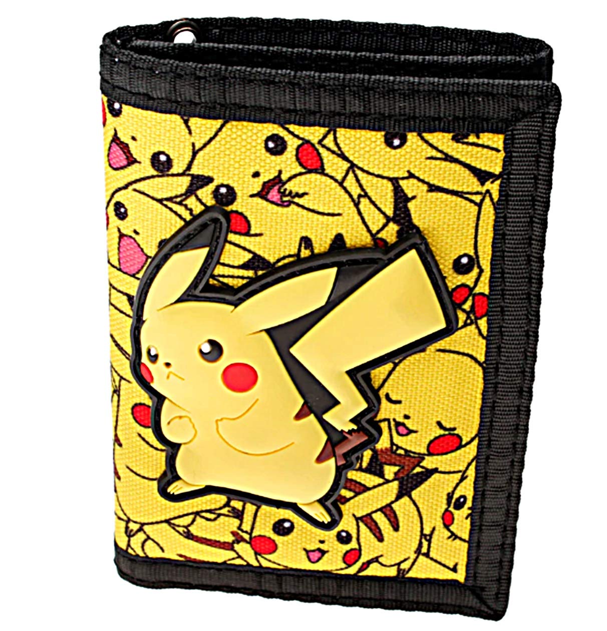 Pikachu All Over Print Logo Trifold Nylon Wallet - Lightweight & Durable for Everyday Use, Travel, and Pokemon Fans Collection