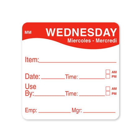DayMark 1100353 Wednesday MoveMark Labels - 2 x 2 Inch, Roll of 500 - Perfect for Food Rotation, Inventory Management & Commercial Kitchen Organization