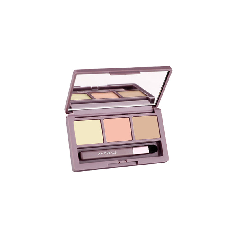 AMORTALS Perfect Skin 3-Color Concealer Palette - Lightweight, Full Coverage for Dark Circles & Blemishes - Ideal for Everyday Makeup & Professional Contouring