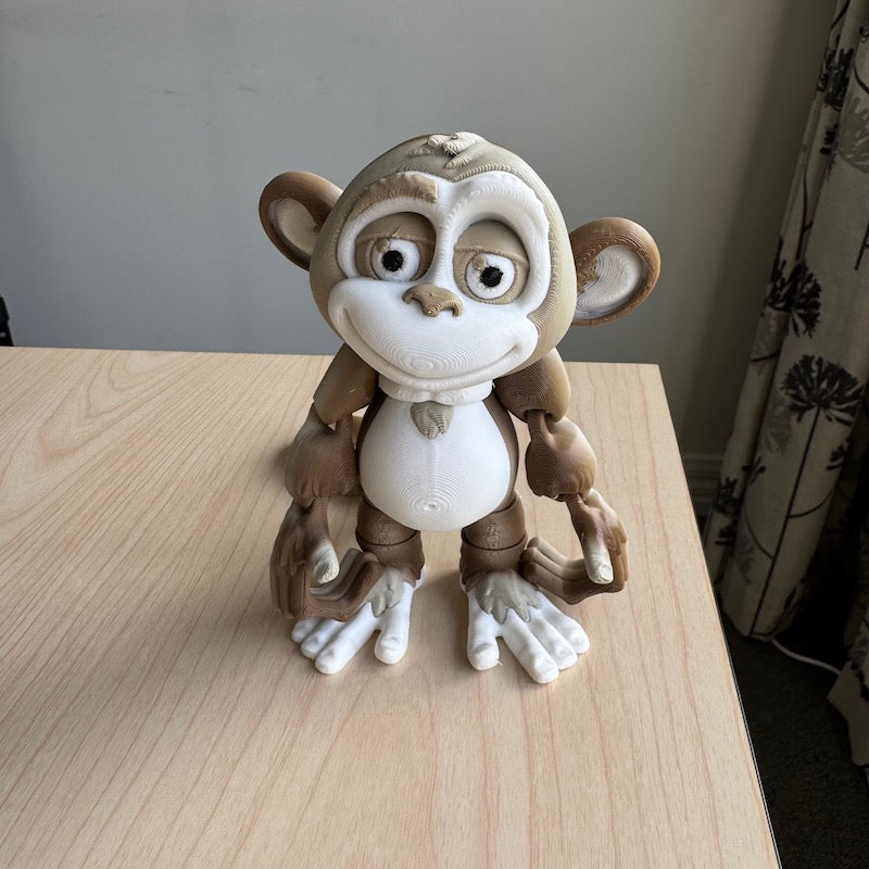 3D Printed Monkey Bone Sculpture - White Resin Figurine for Home Decor, Office Display, and Gift Giving