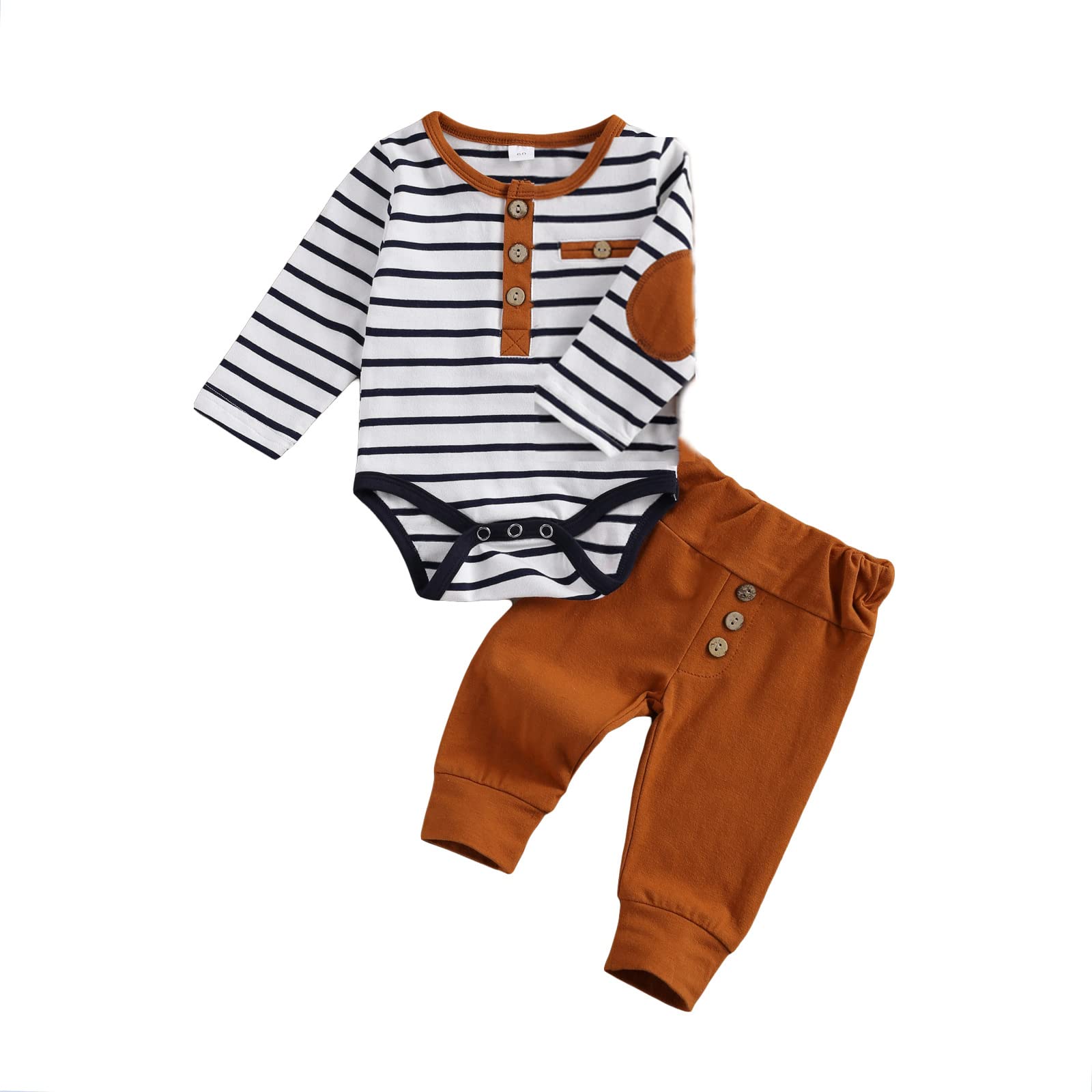 FIOMVA 3-Piece Newborn Baby Outfit Set - Striped Long Sleeve Tops, Pants & Hat for Boys & Girls | Soft Cotton Infant Clothes for Photoshoot, Hospital Coming Home, Birthday Gift & Daily Wear