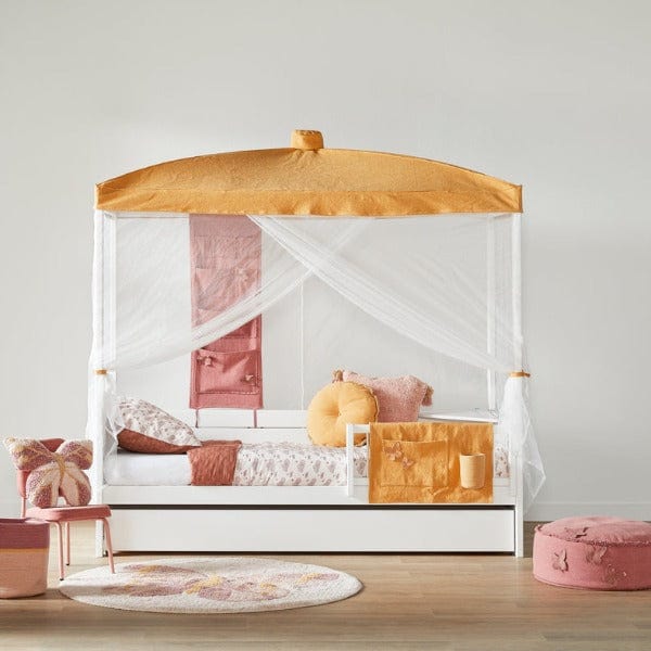 Honey Glow Four Poster Bed Canopy - Elegant Bedroom Decor for Romantic & Cozy Atmosphere