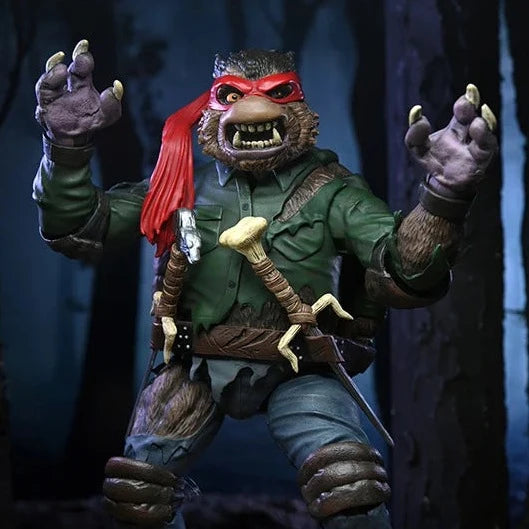 Universal Monsters x Teenage Mutant Ninja Turtles Ultimate Raphael as Wolfman Action Figure - TMNT Collectible Toy for Fans & Halloween Decor