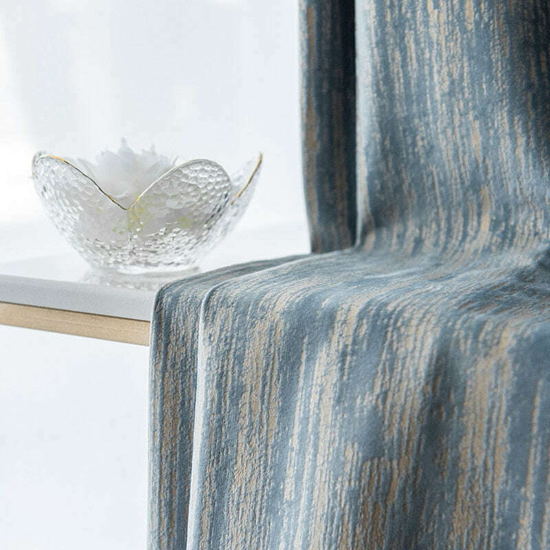 Luxury Nordic Textured Velvet Curtains - Blue | Premium Blackout Drapes for Living Room & Bedroom | T.B. London Home Decor
