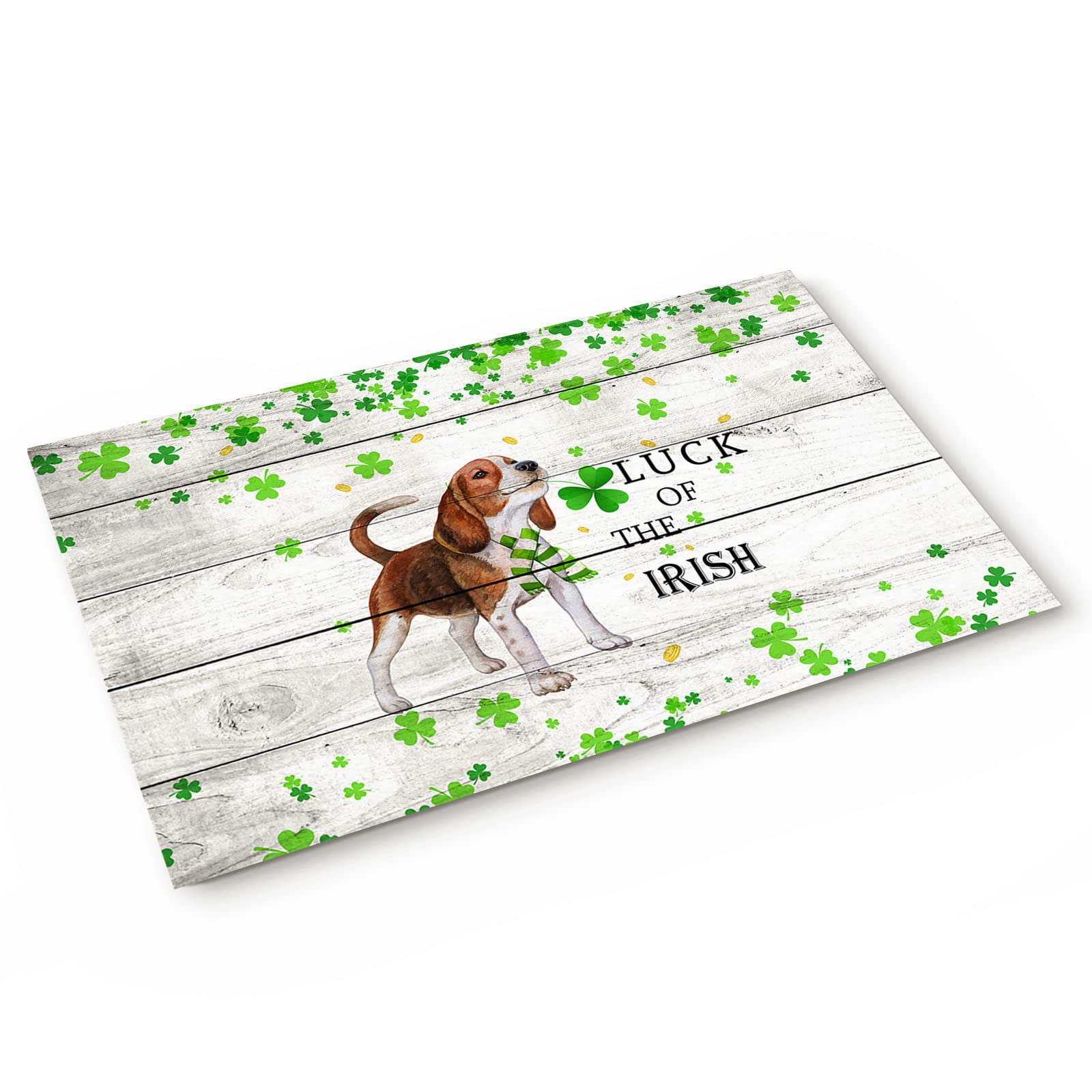 St. Patrick's Day Floor Mats - 20x32 Inch Irish Themed Dog & Door Mats with Wood Grain Design, Entryway Rug & Bathtub Mat for Home Decor - Perfect for St. Patrick's Day Celebrations, Front Door Welcome & Bathroom Safety