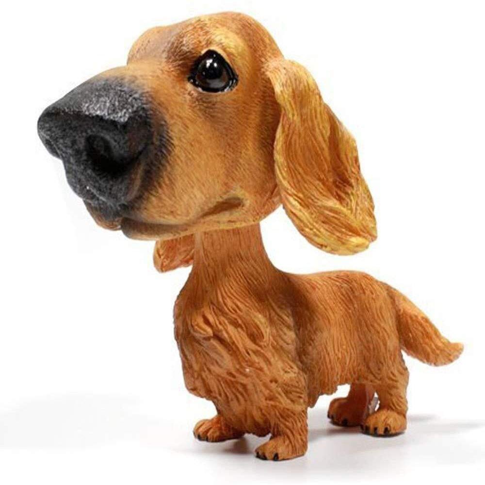 LIUYUNQ Cute Dachshund Car Nodding Dog Doll - Shaking Bobble Head Dog Ornament for Car Dashboard, Home Desk, and Office Decor - Fun Interior Accessories for Car Enthusiasts
