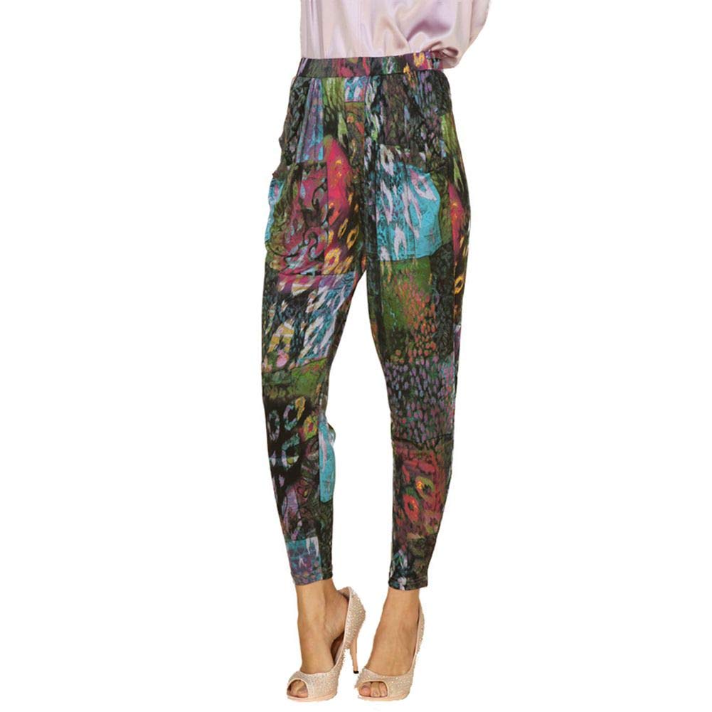 Forever Angel Women's 100% Pure Silk Stretch Harem Pants - Loose Fit Casual Lounge Pants with Pockets for Yoga, Travel & Home Comfort