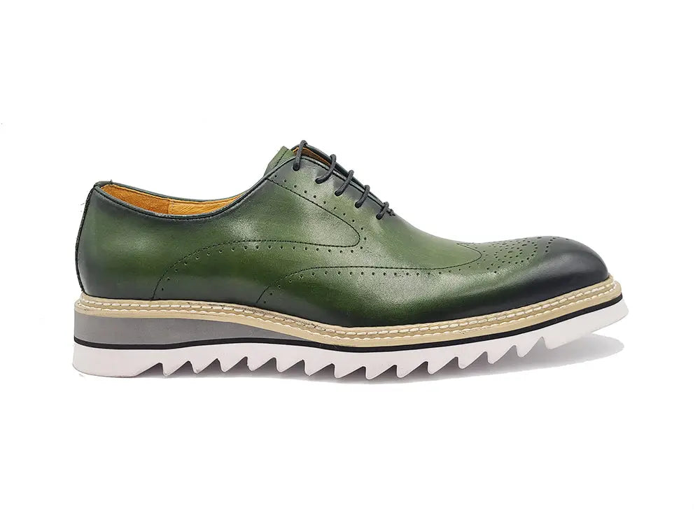 Premium Patina Wingtip Oxford Dress Shoes for Men - Classic Medallion Toe Design - Perfect for Business, Weddings & Formal Occasions