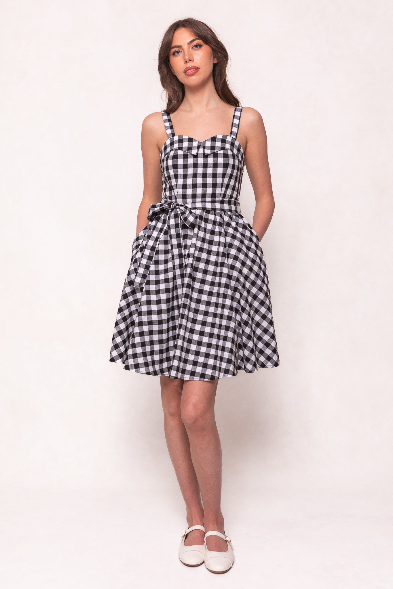 Black Gingham Patty Dress - Stylish Floral Print Summer Dress for Women | Perfect for Casual Outings, Beach Vacations & Date Nights