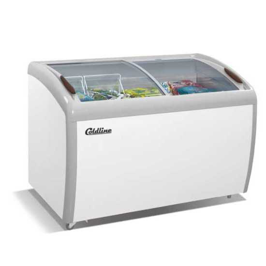 Coldline XS260 39-Inch Curved Glass Commercial Ice Cream Freezer with LED Lighting - 10 Cu. Ft. Capacity for Ice Cream Shops, Grocery Stores & Restaurants
