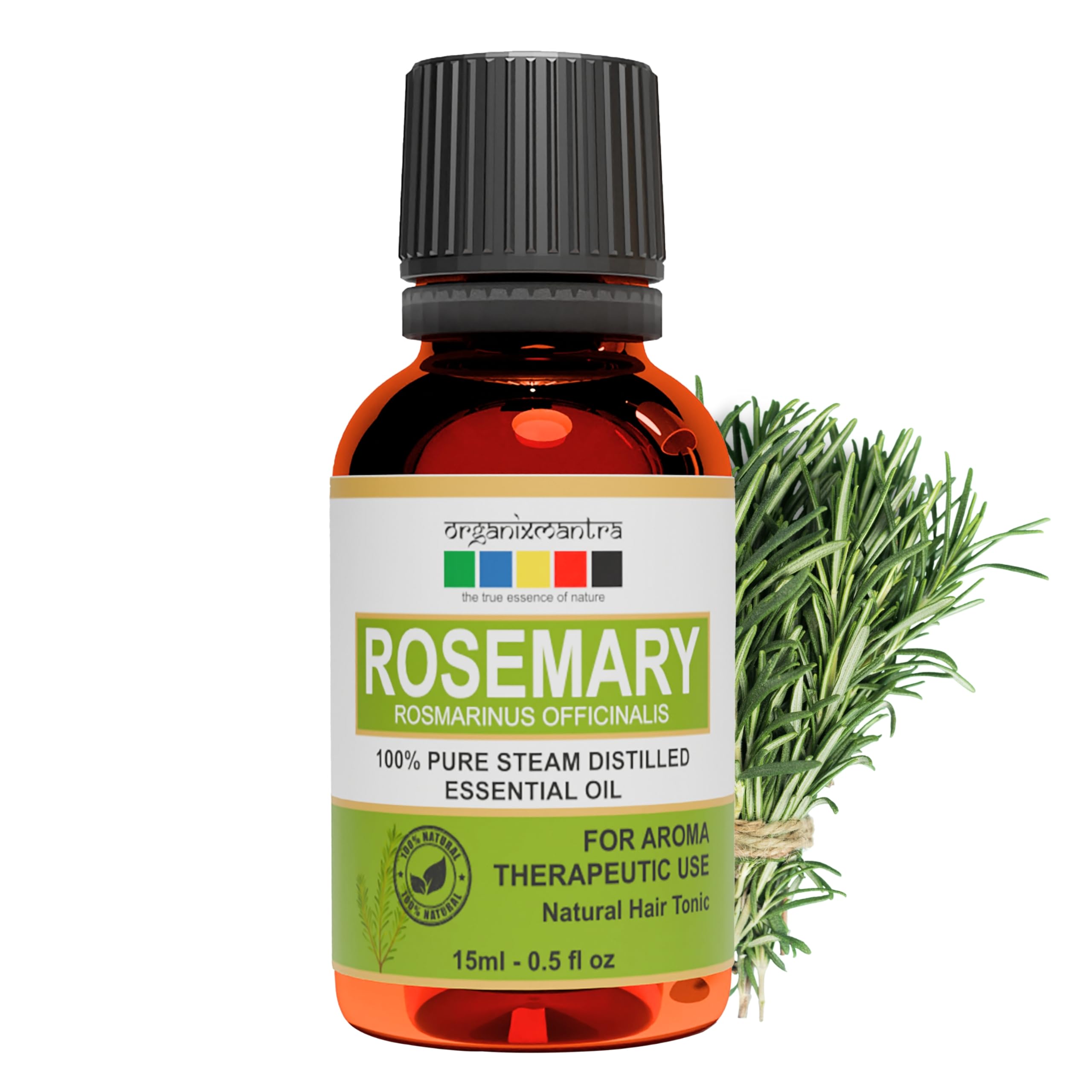Organic Rosemary Essential Oil for Hair Growth & Skin Care - 100% Pure, Natural, Steam Distilled - 15ml Bottle - Perfect for Aromatherapy, DIY Beauty Products & Relaxation