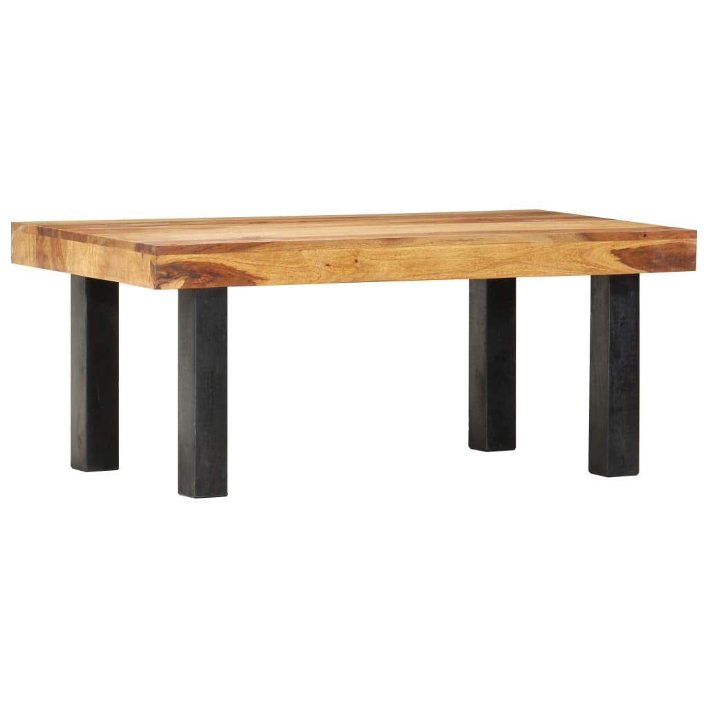 Rustic Industrial Coffee Table with Metal Frame - Modern Simple Living Room Table, Side Table, Bistro Table - 39.4