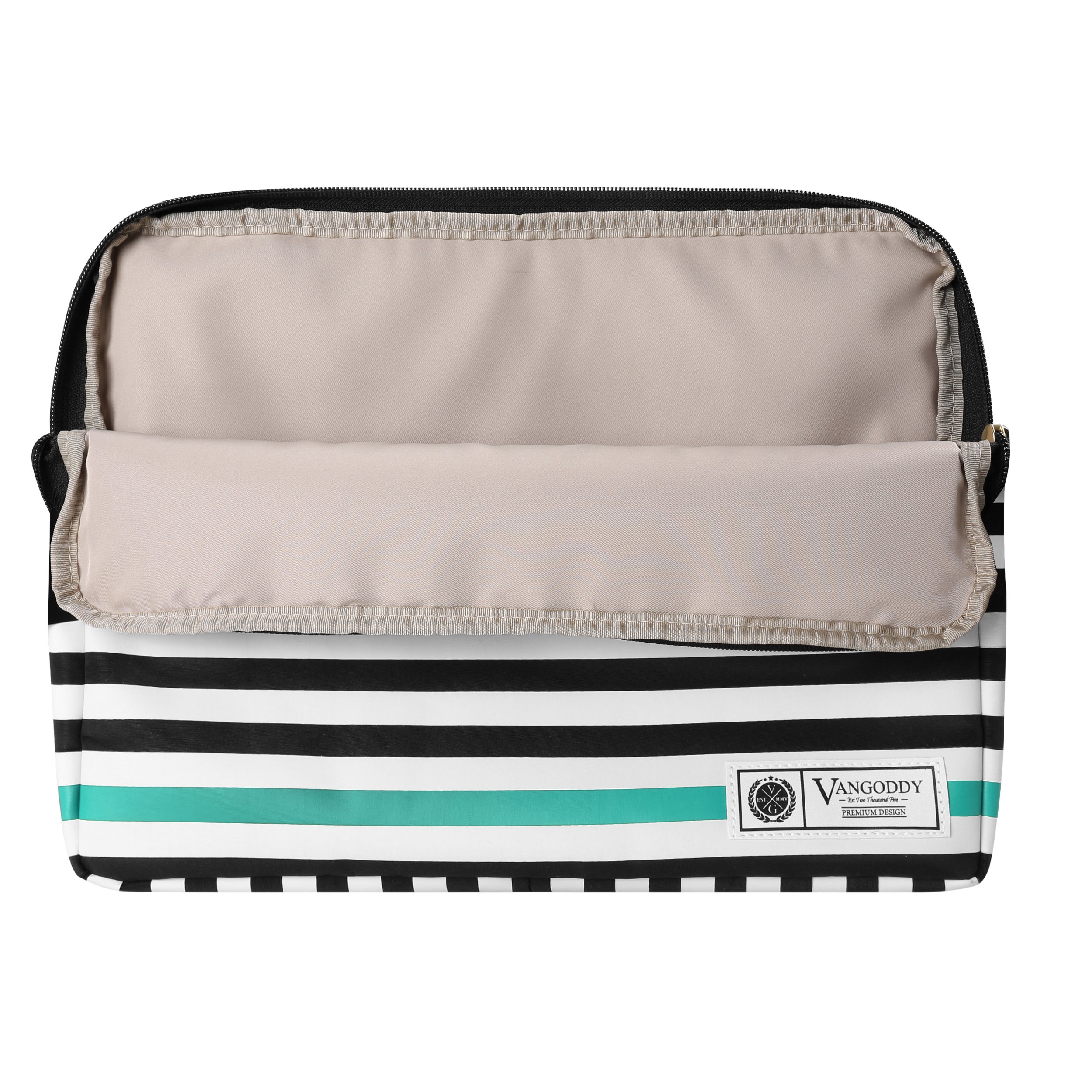 Vangoddy BEIDHA 11.6 Inch Laptop Tablet Sleeve Case - Black with White Accent Stripe Pattern - Protective Cover for MacBook Air, iPad Pro, Surface Go - Perfect for Work, School & Travel