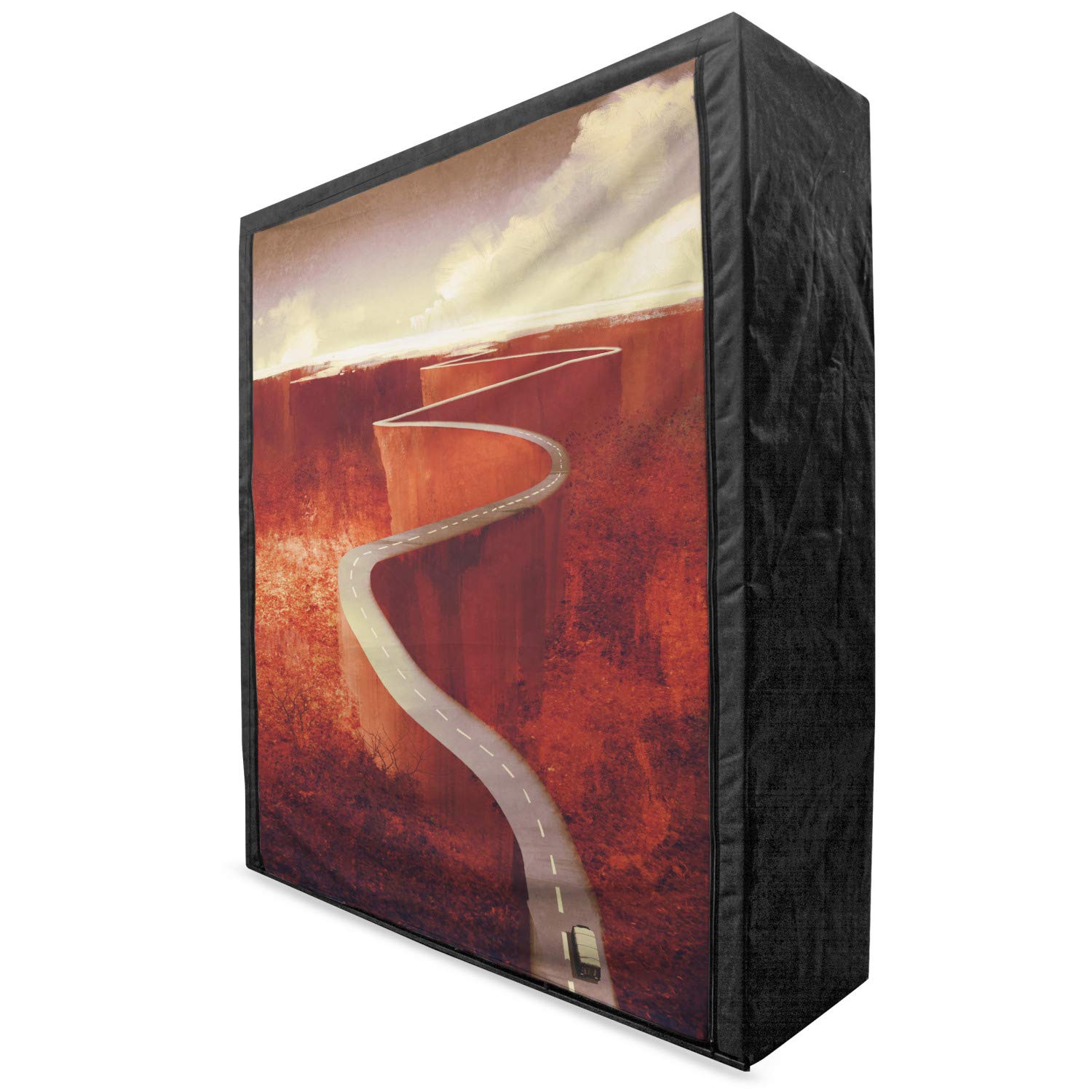 Ambesonne Fantasy Portable Fabric Wardrobe - Scenic Road & Truck Cliff Theme Print, 59
