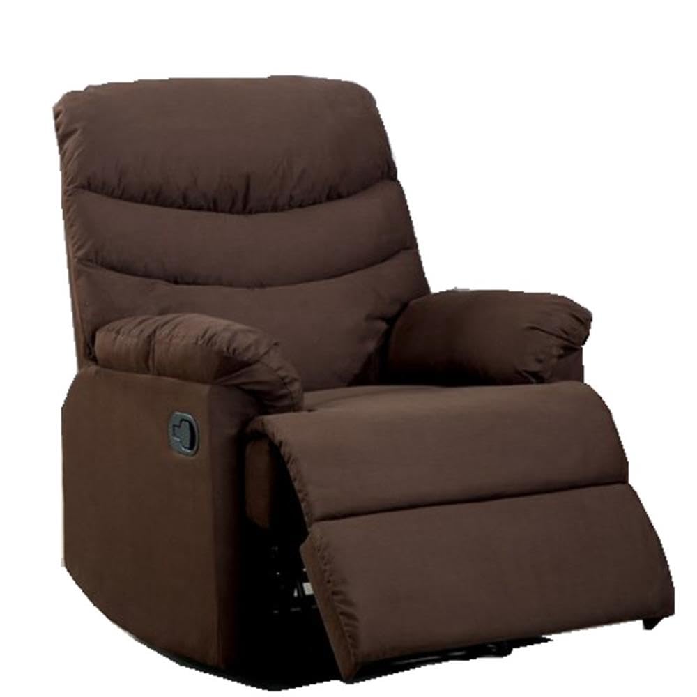 Eton Microfiber Manual Recliner Chair - Brown Leather-Like Sofa for Living Room | Comfortable Lounge Chair for Home Theater & Relaxation