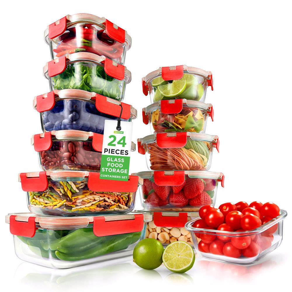 Premium High Borosilicate Glass Food Storage Containers - Airtight, Microwave & Oven Safe - Ideal for Meal Prep, Leftovers & Kitchen Organization