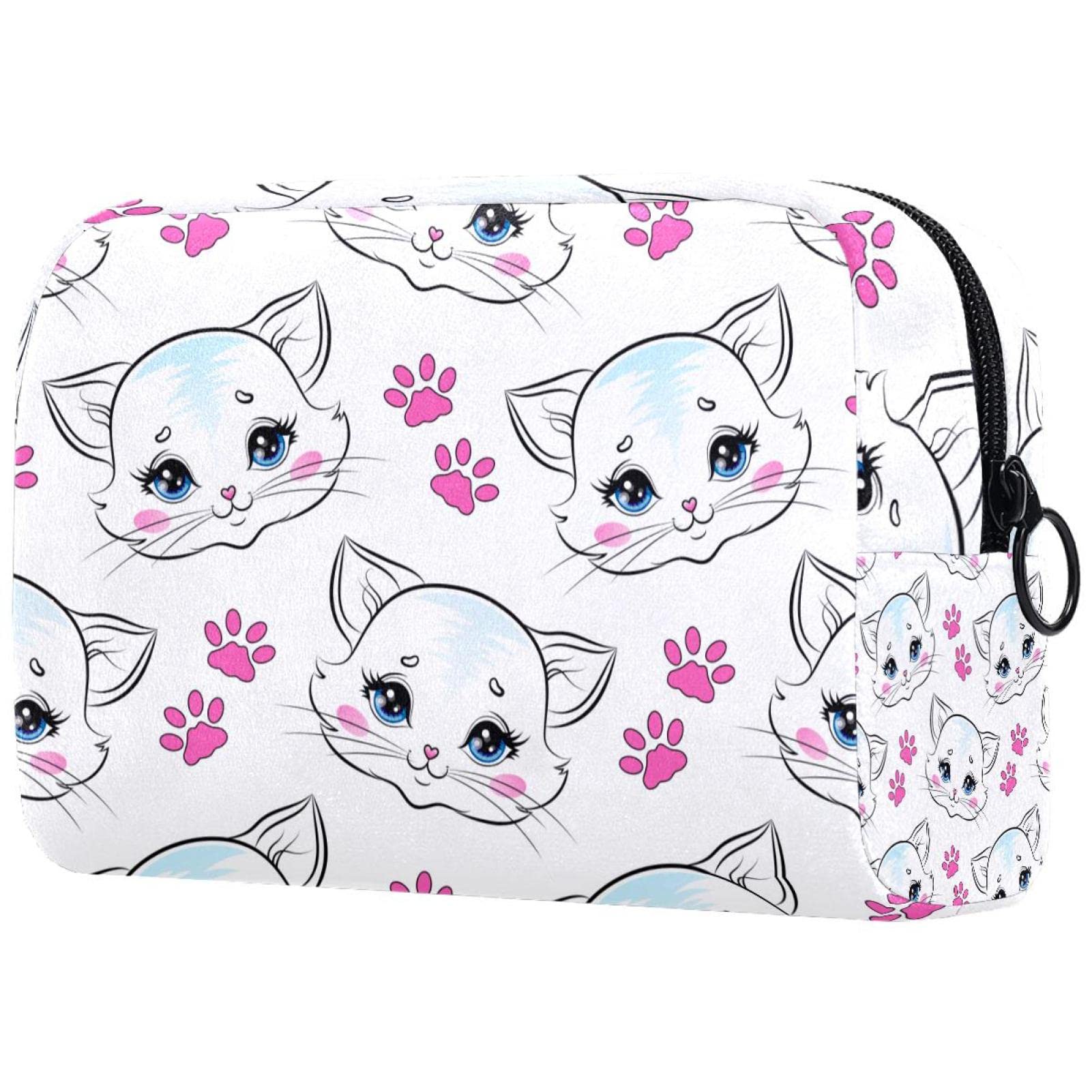 Cute Pink Cat Claw Pattern Makeup Bag - Travel Cosmetic Case with Brush Holder, Portable Makeup Organizer for Women | Perfect for Travel, Gym, and Daily Storage