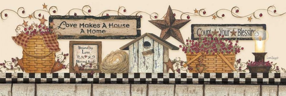 Love Makes a House a Home by Linda Spivey - 18x6 Inch Inspirational Wall Art Print Poster for Living Room, Bedroom & Home Decor