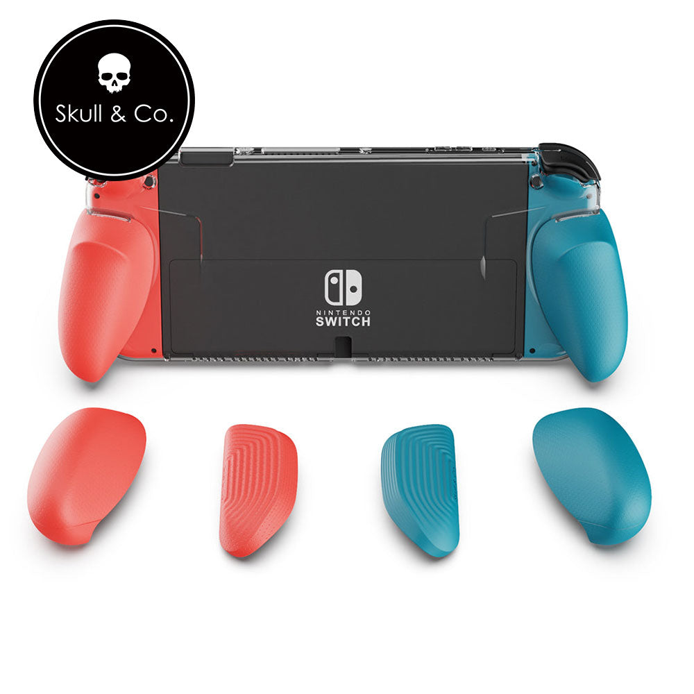 Skull & Co. GripCase for Nintendo Switch OLED Model - Protective Cover with Enhanced Grip (Neon Red & Blue) | Perfect for Gaming, Travel & Long Play Sessions