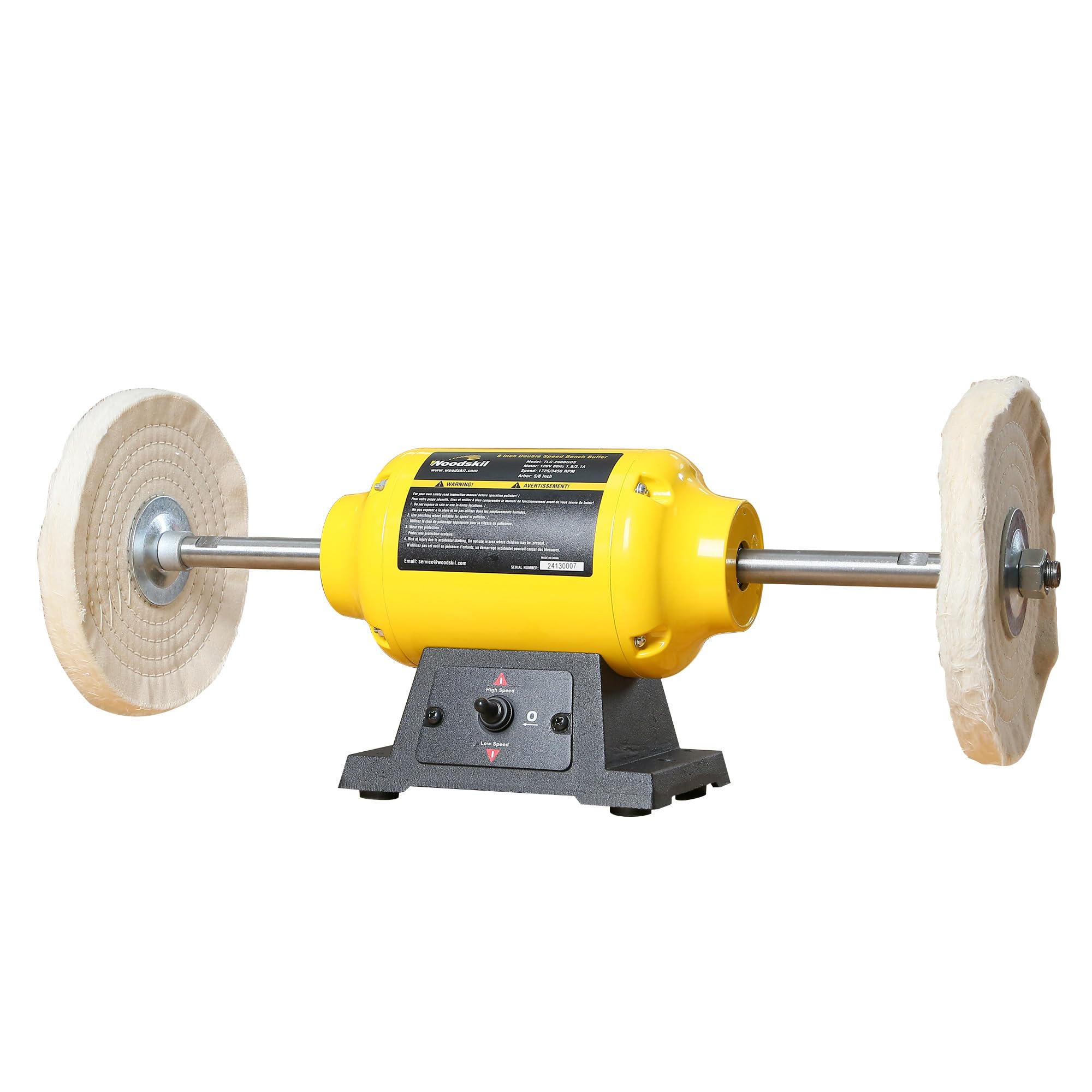 8-Inch Dual Speed Bench Buffer Polisher (1725/3450 RPM) with 2 Fiber Wheels - Metal, Jewelry, Wood, Jade & Plastic Polishing Machine for DIY, Workshop & Professional Use