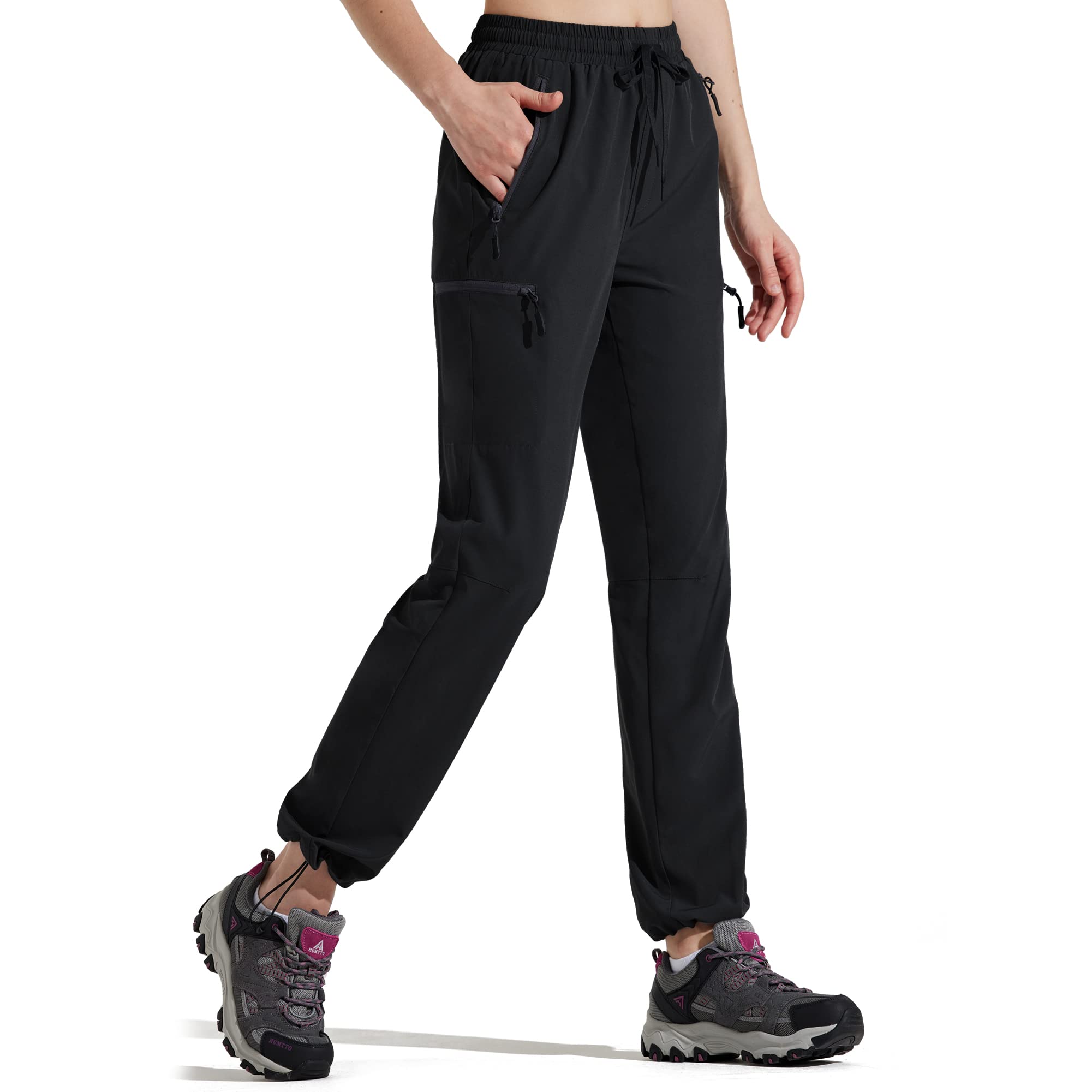 **M MAROAUT Women's Cargo Hiking Pants - Lightweight Quick-Dry Athletic Joggers with Water-Resistant Fabric & Zipper Pockets - Perfect for Outdoor Adventures, Hiking, Travel & Casual Wear (Black, Size S)**