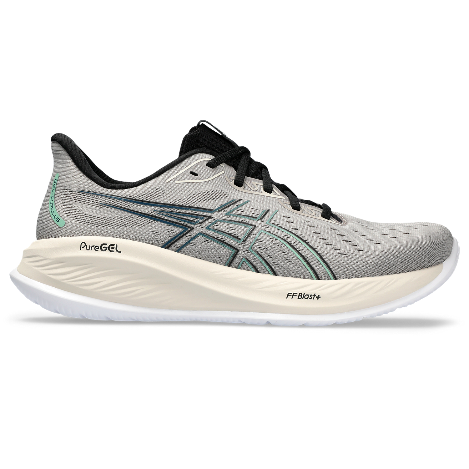 ASICS Men's Cumulus 26 Running Shoes - Moonrock/Dark Mint - Lightweight Cushioned Road Running Sneakers for Men | Perfect for Marathon Training, Jogging & Daily Workouts