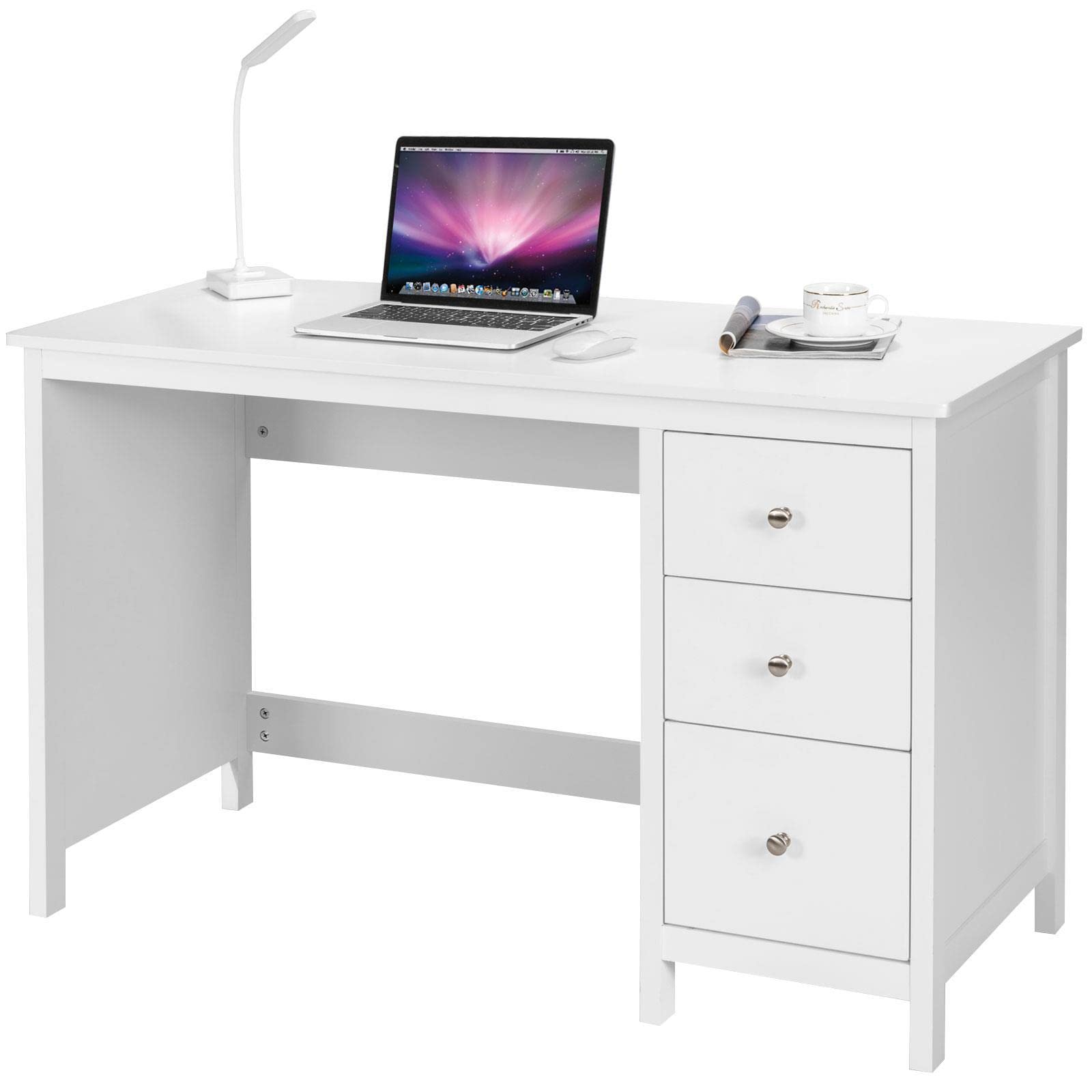Ergonomic Study Desk with 3 Drawers - Home Office & Standing Desk for Work