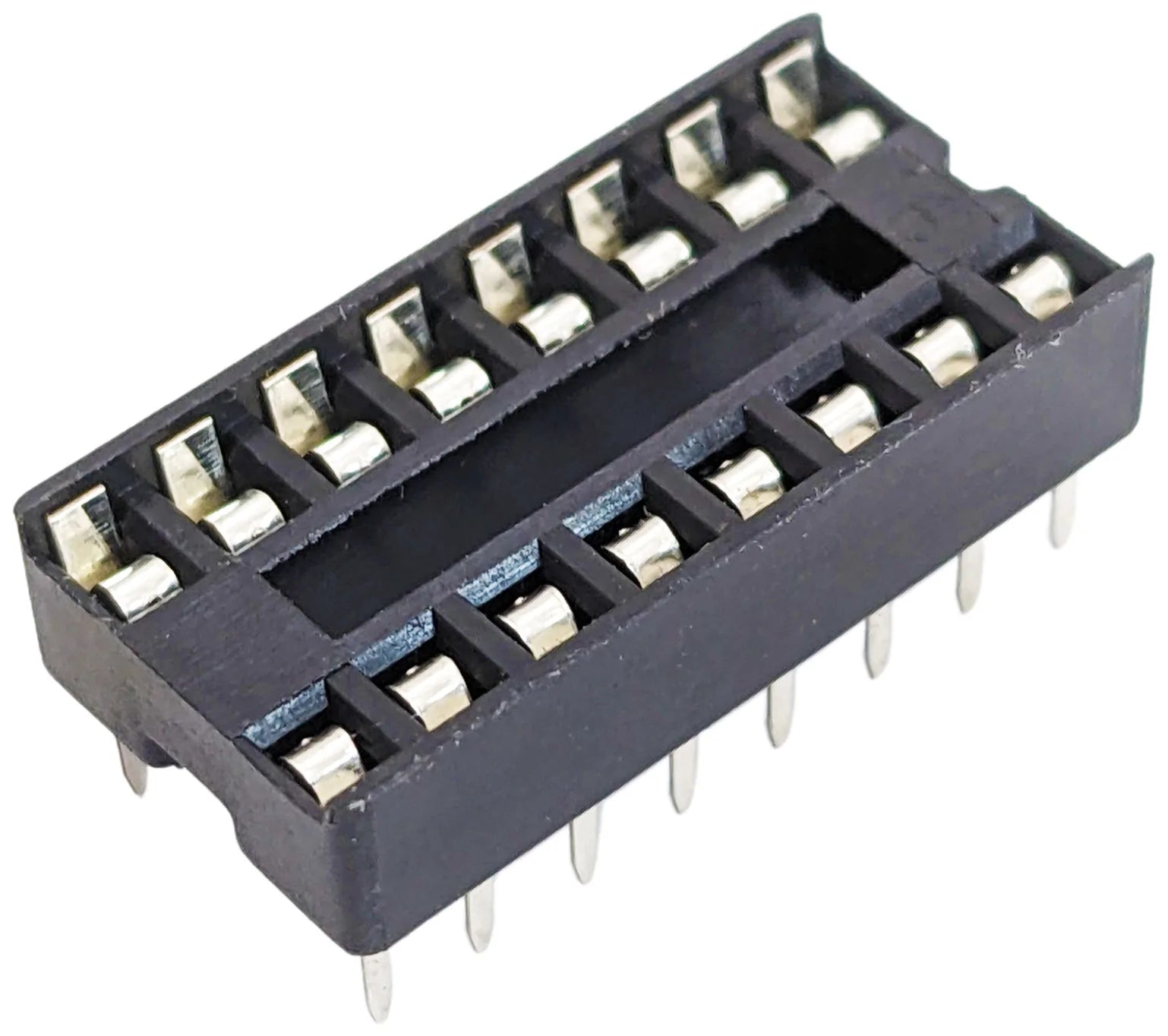 16 Pin Solder Tail Low Profile DIP IC Socket - 2.54mm Pitch, 7.6mm Row Spacing - Perfect for PCB Prototyping & Electronics Repair Projects