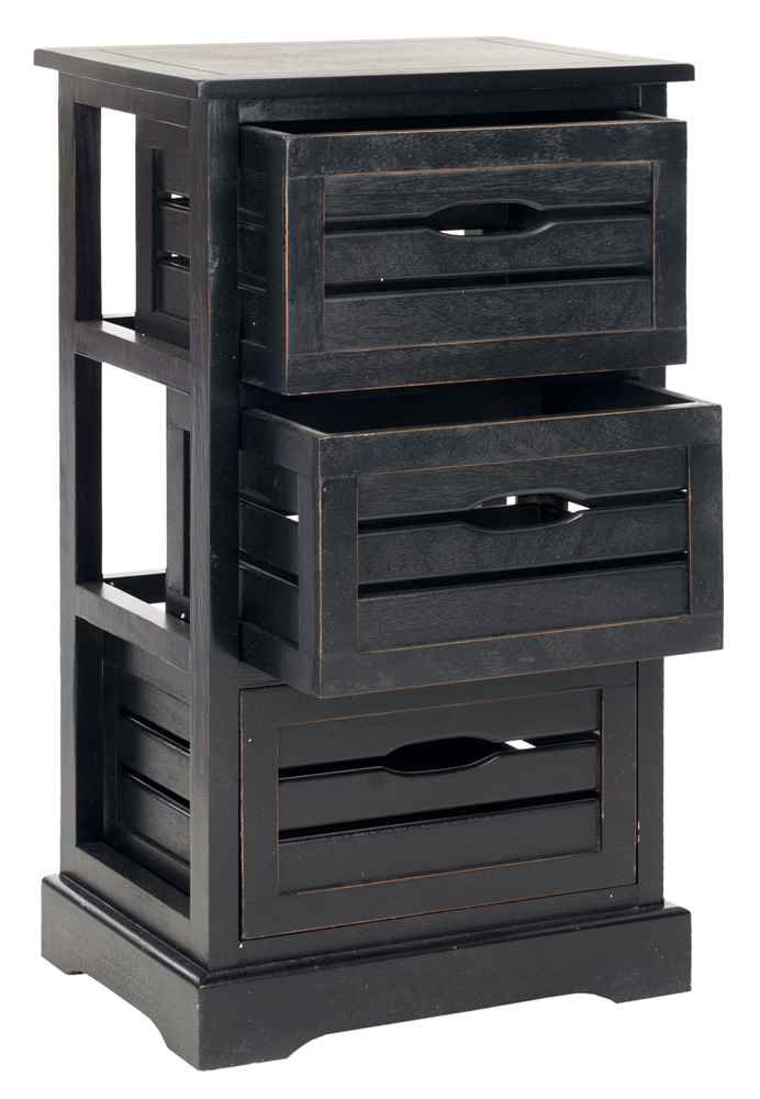 Safavieh American Homes Collection Samara Black 3-Drawer Cabinet - Stylish Storage Solution for Bedroom, Living Room & Office Organization